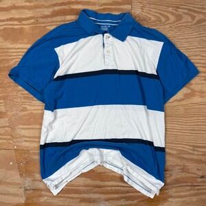 old‎ navy blue and white striped polo shirt
